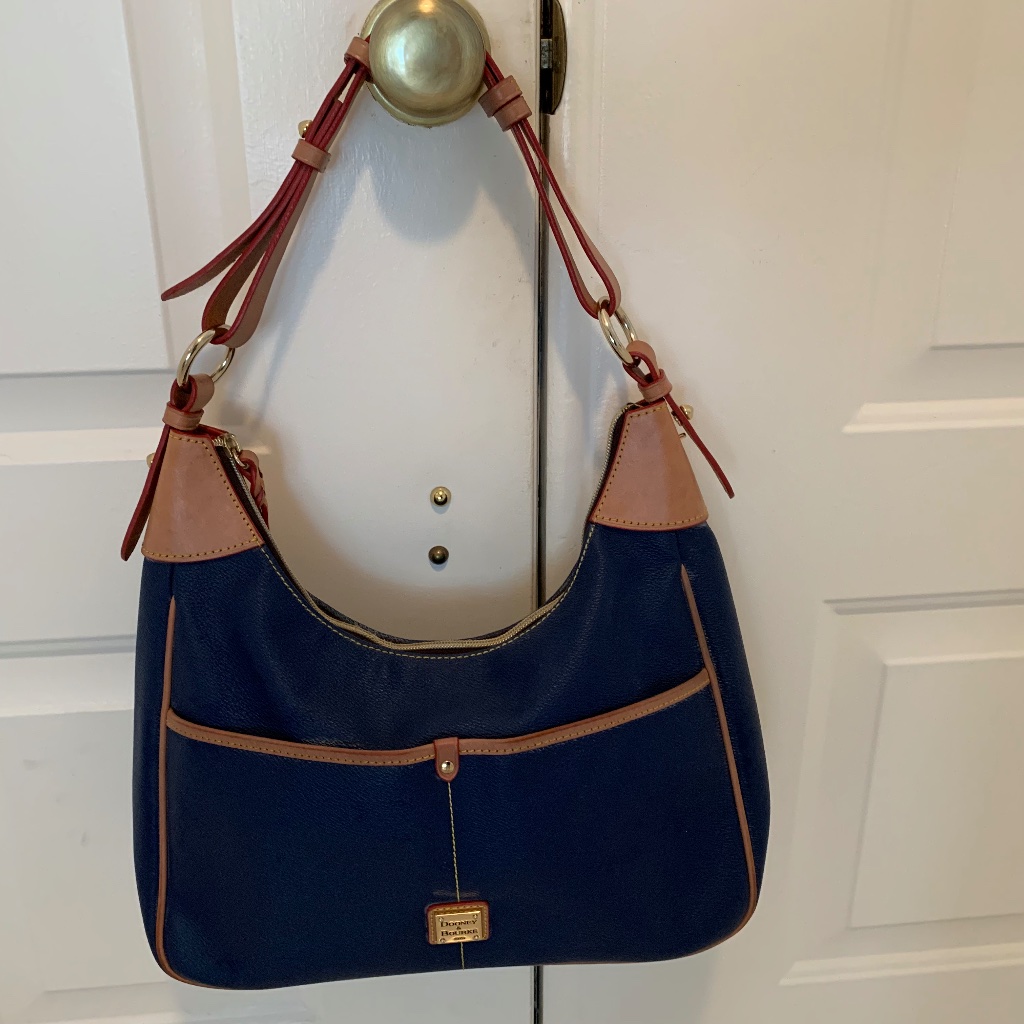 Dooney And Bourke Navy And Tan Shoulder Bag